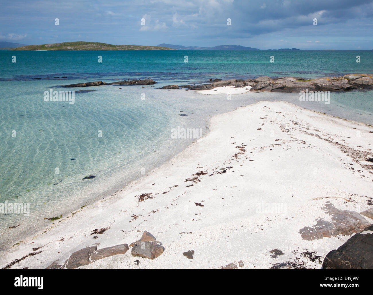 Sandy Cockleshell Beach of Traigh Mhor, Isle of Barra, Outer Hebrides, Scotland Stock Photo