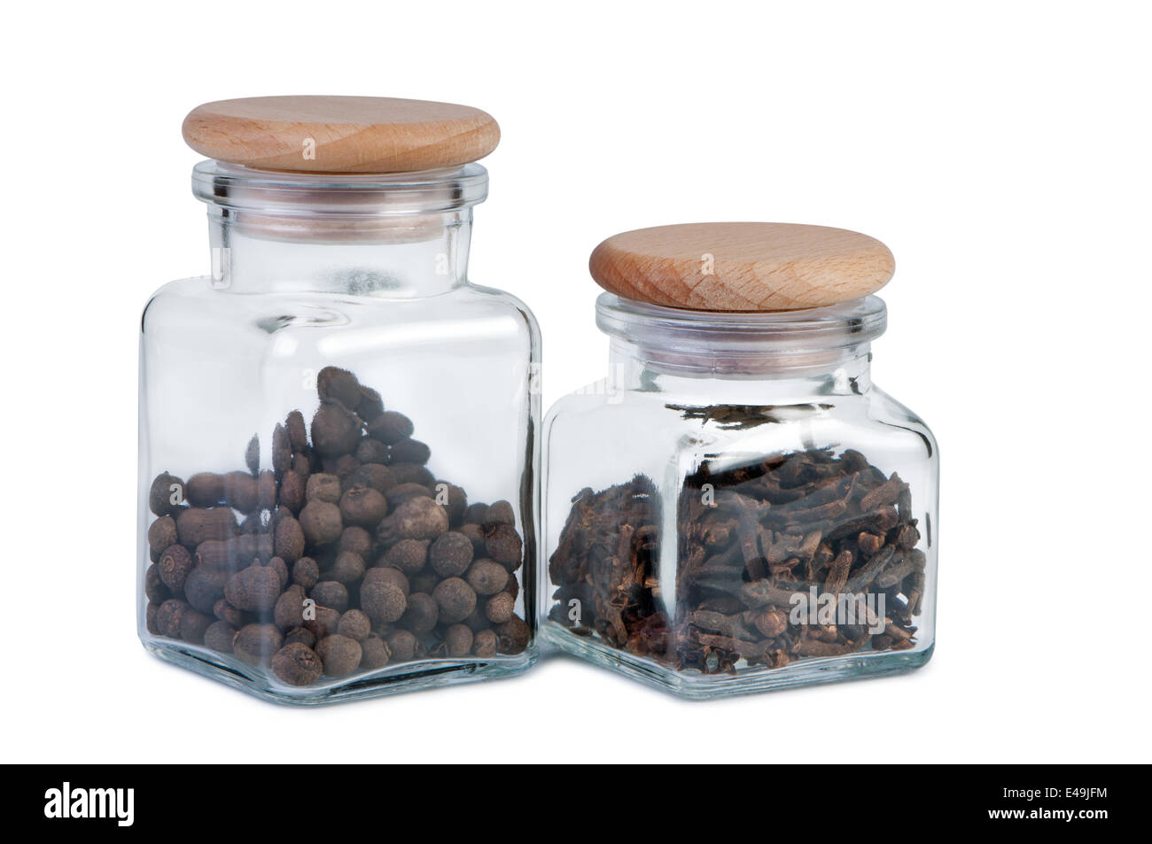 Two Jars of Spices on White Stock Photo