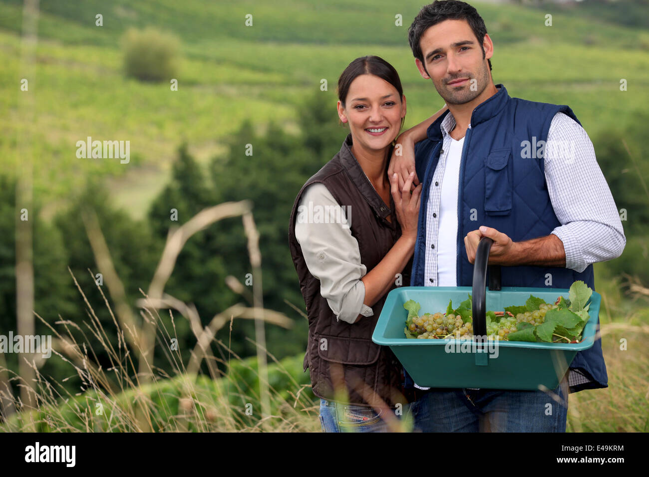 wine producers in the vines Stock Photo