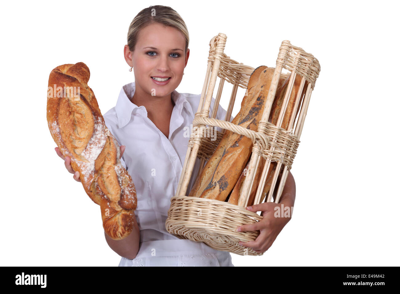 Woman baker self-employed on white background Stock Photo