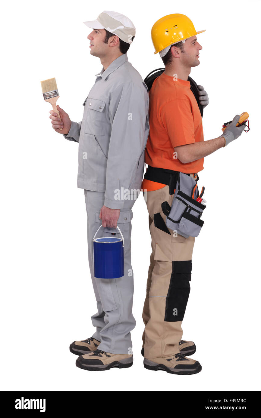 Electrician and painter Stock Photo Alamy