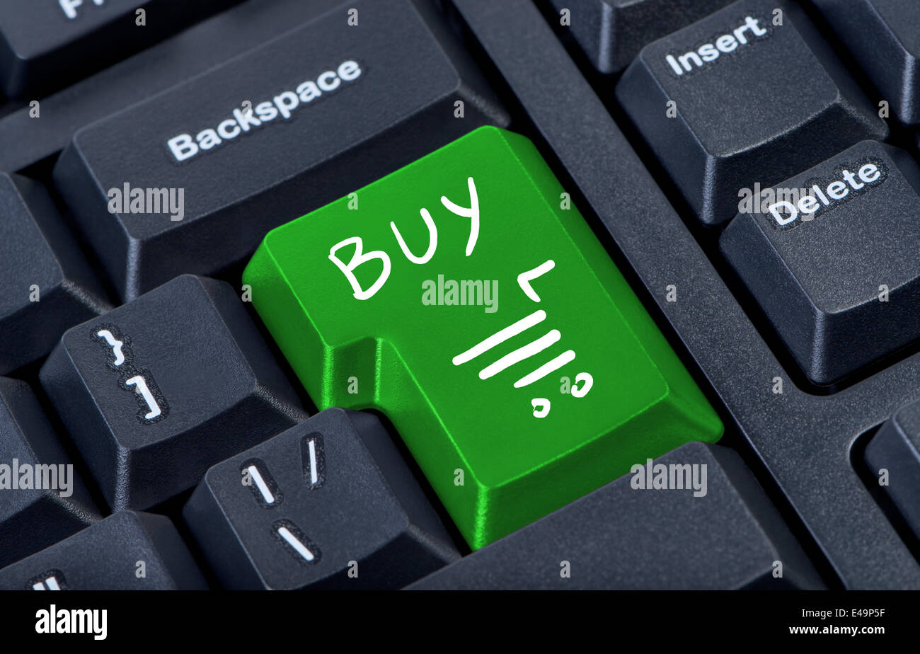 Trolley with word buy button keypad. Stock Photo