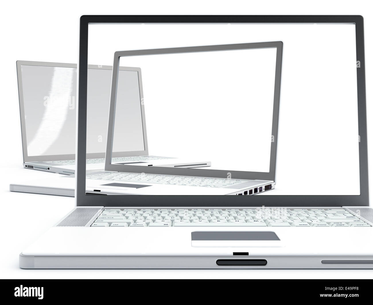 Modern laptops with transparent screens Stock Photo