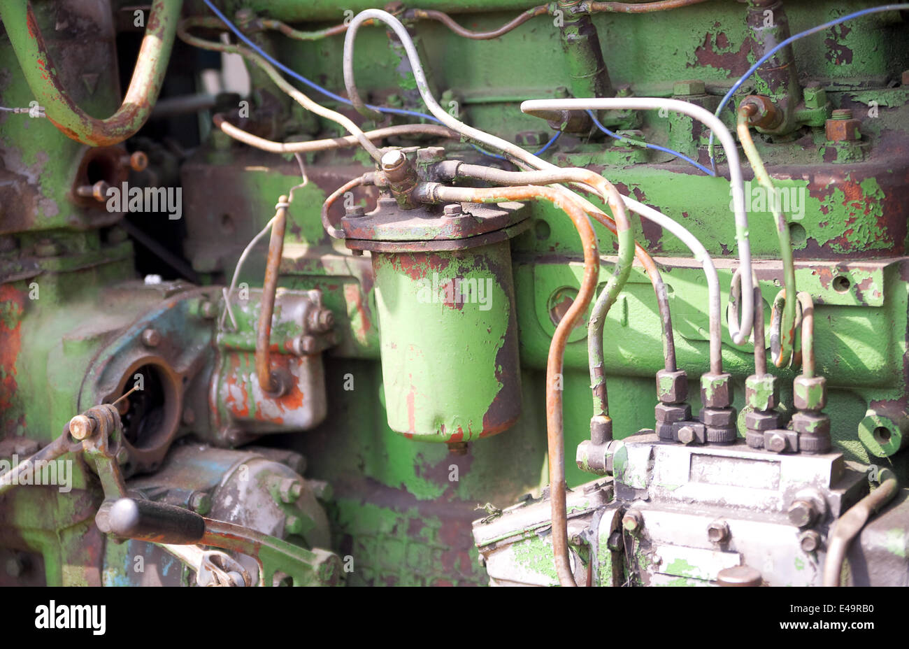 Components of the old diesel engine Stock Photo Alamy