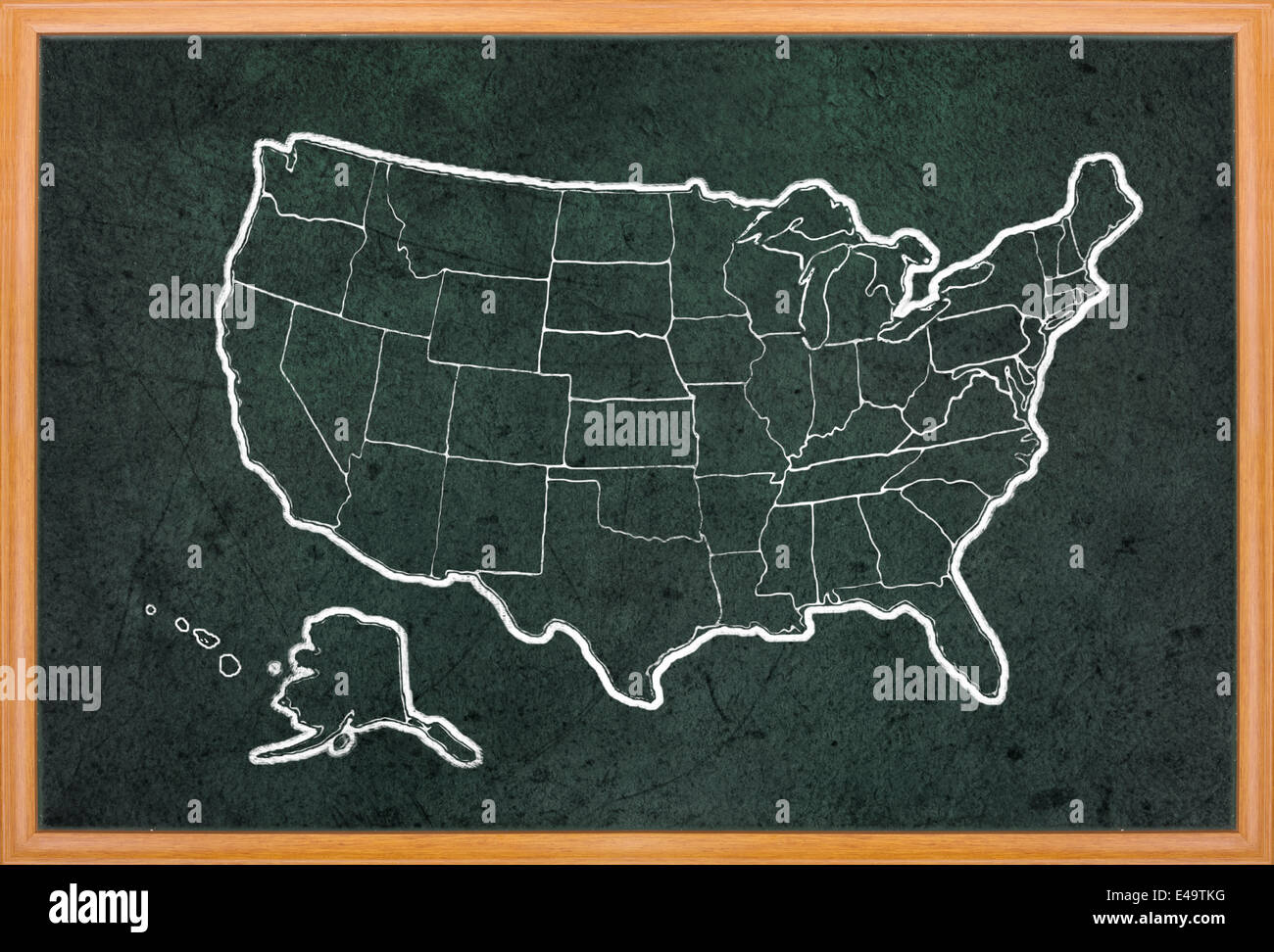 America map draw on grunge blackboard Stock Photo