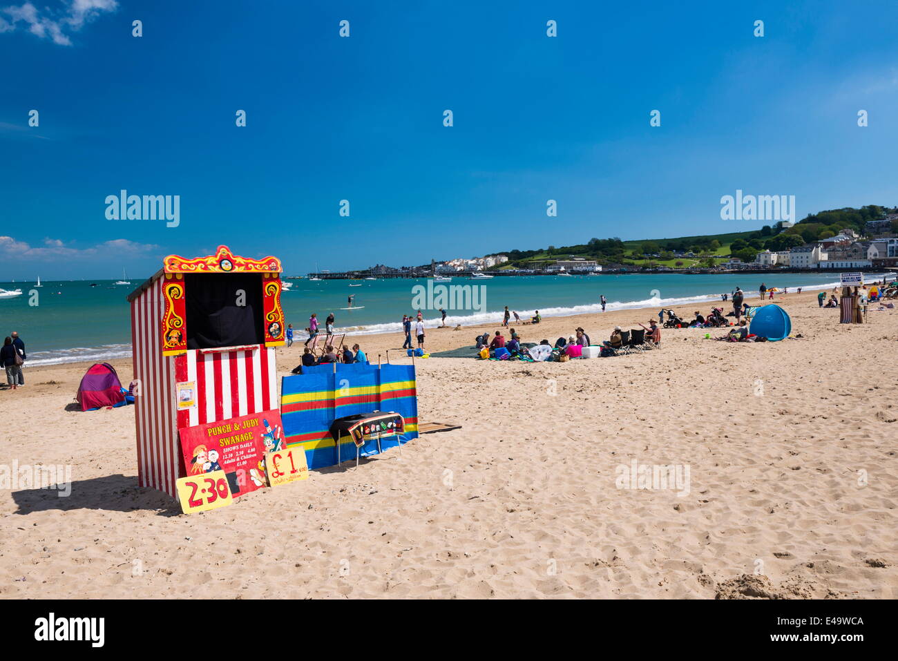 Punch and Judy show on Swanage Beach, Dorset, England, United Kingdom, Europe Stock Photo