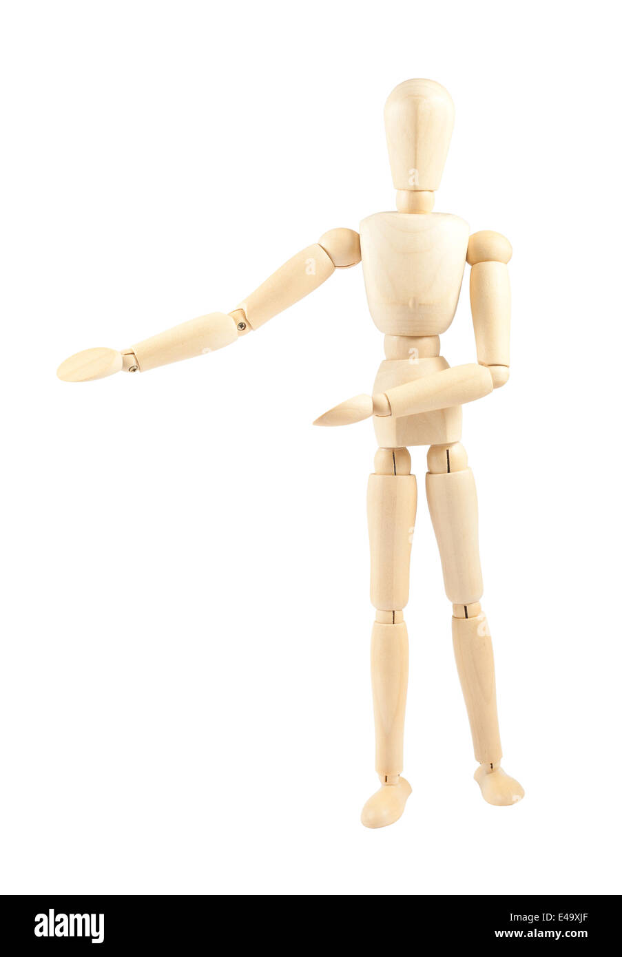Wooden dummy showing product Stock Photo