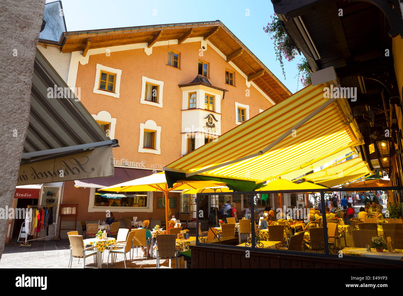 Local cafe and restaurant, Zell am See, Pinzgau, Salzkammergut, Austria, Europe Stock Photo