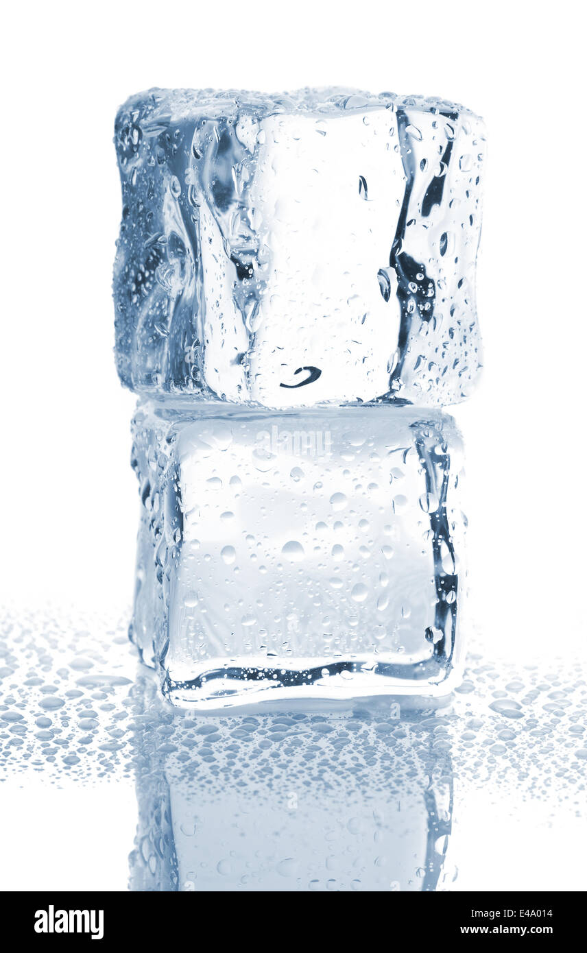 Pair of blue ice cubes Stock Photo