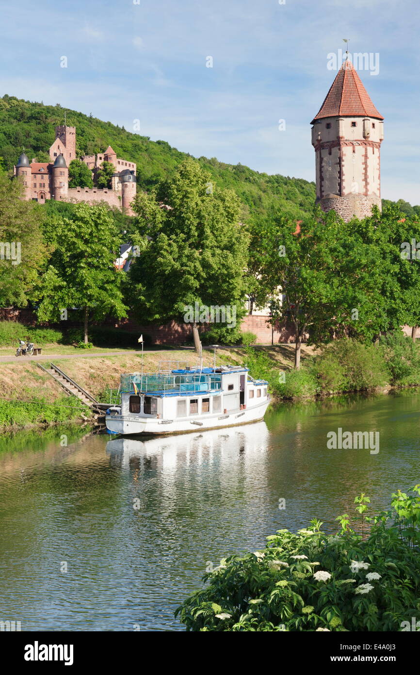 Spitzer Turm Tower, Tauber River, old town of Wertheim, Main Tauber District, Baden Wurttemberg, Germany, Europe Stock Photo