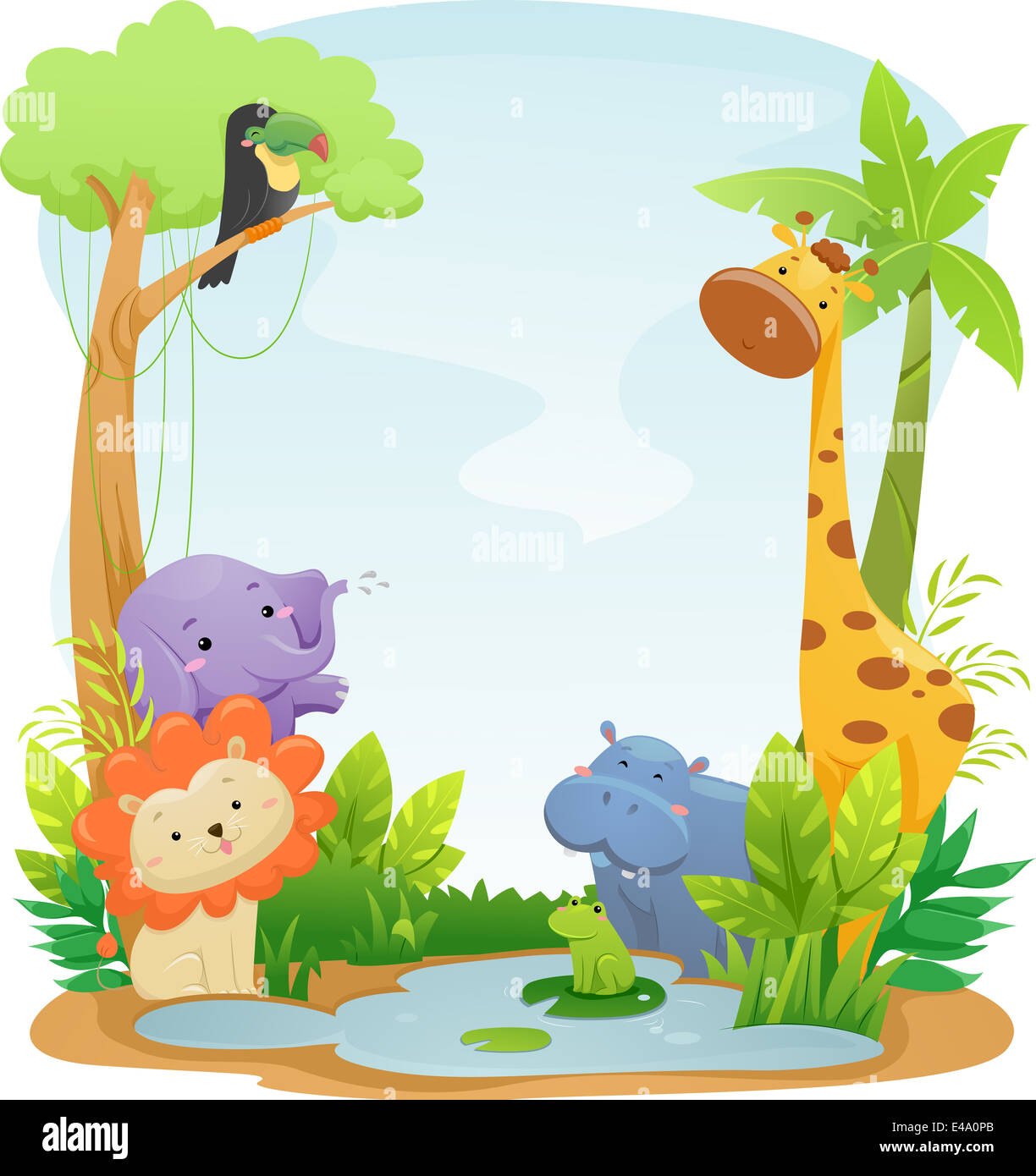 Background Illustration Featuring Cute Safari Animals Stock Photo - Alamy Background Illustration Featuring Cute Safari Animals Stock Photo - Alamy