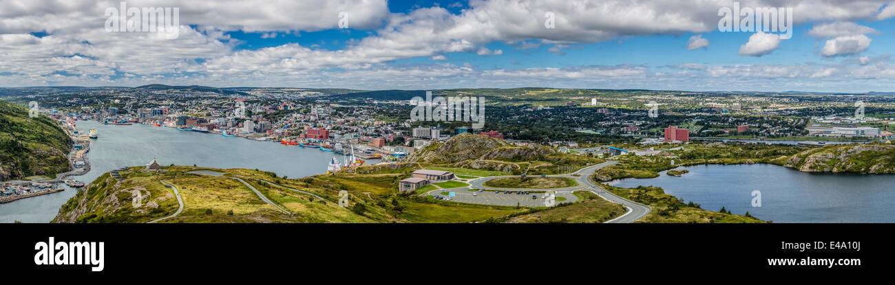 Panoramic view of St. Johns Harbour and downtown area, St. John's, Newfoundland, Canada, North America Stock Photo