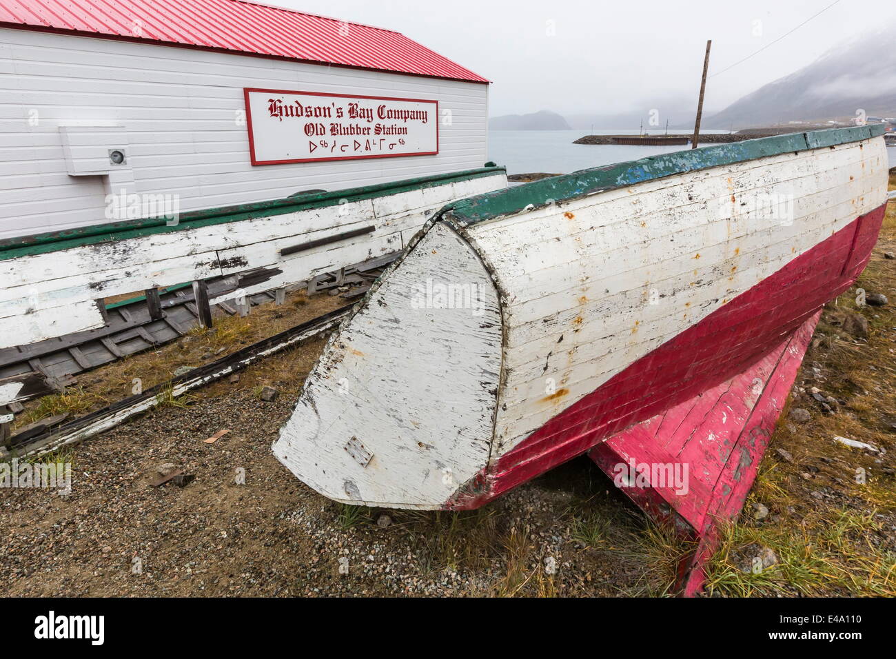 Hudson Bay Company whaling station in Pangnirtung, Nunavut, Canada, North America Stock Photo