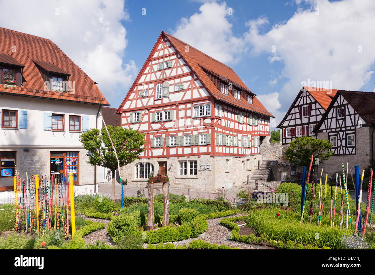 Half timbered house, old town, Vellberg, Hohenlohe Region, Baden Wurttemberg, Germany, Europe Stock Photo