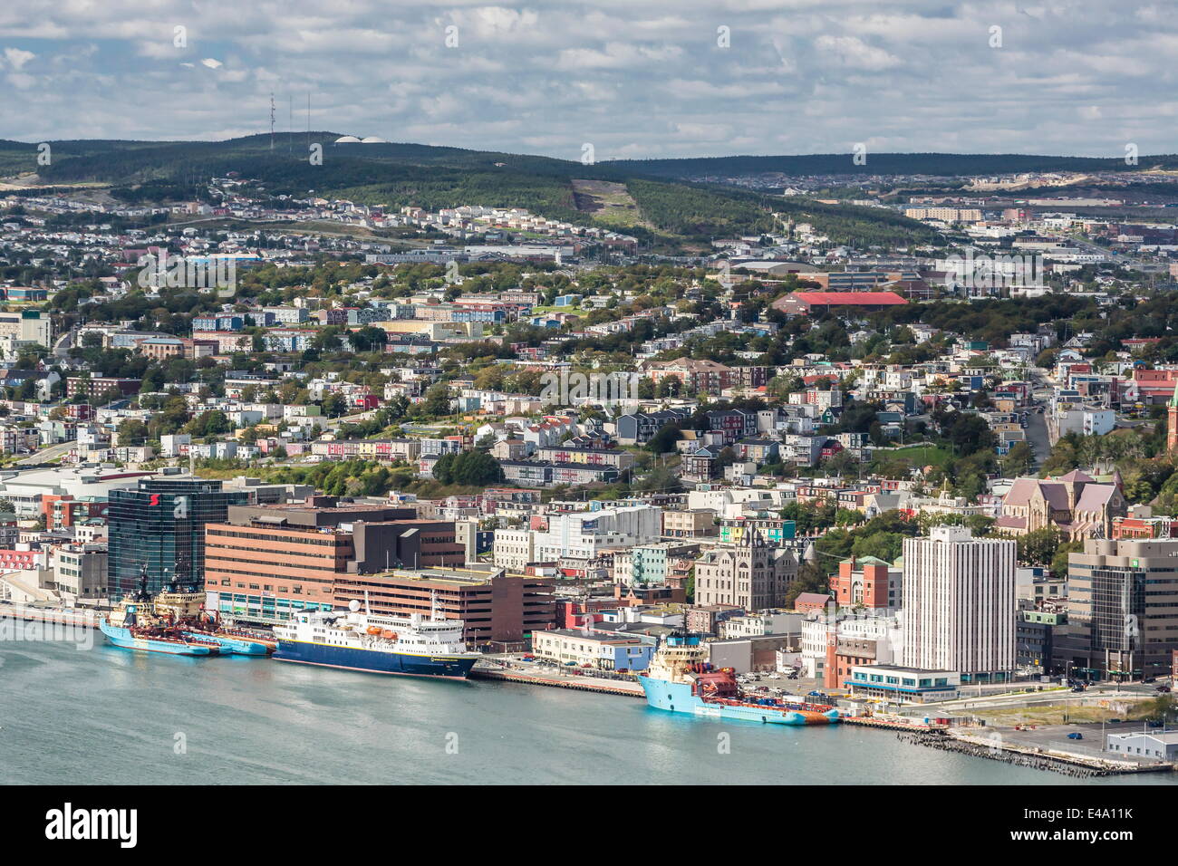 St. Johns Harbour and downtown area, St. John's, Newfoundland, Canada, North America Stock Photo