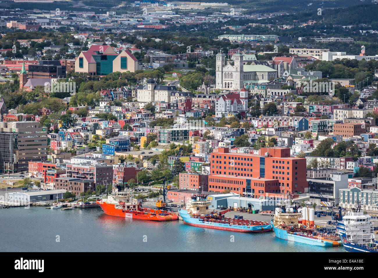 St. Johns Harbour and downtown area, St. John's, Newfoundland, Canada, North America Stock Photo