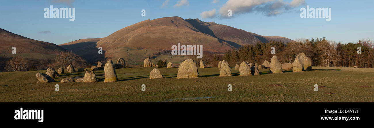 Castlerigg Stone Circle, Keswick, and the Saddleback Range, Lake District National Park, Cumbria, England, United Kingdom Stock Photo