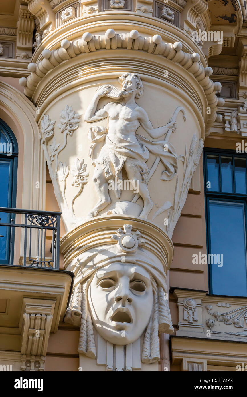 Art Nouveau style architecture locally known as Jugendstil, Riga, Latvia, Europe Stock Photo