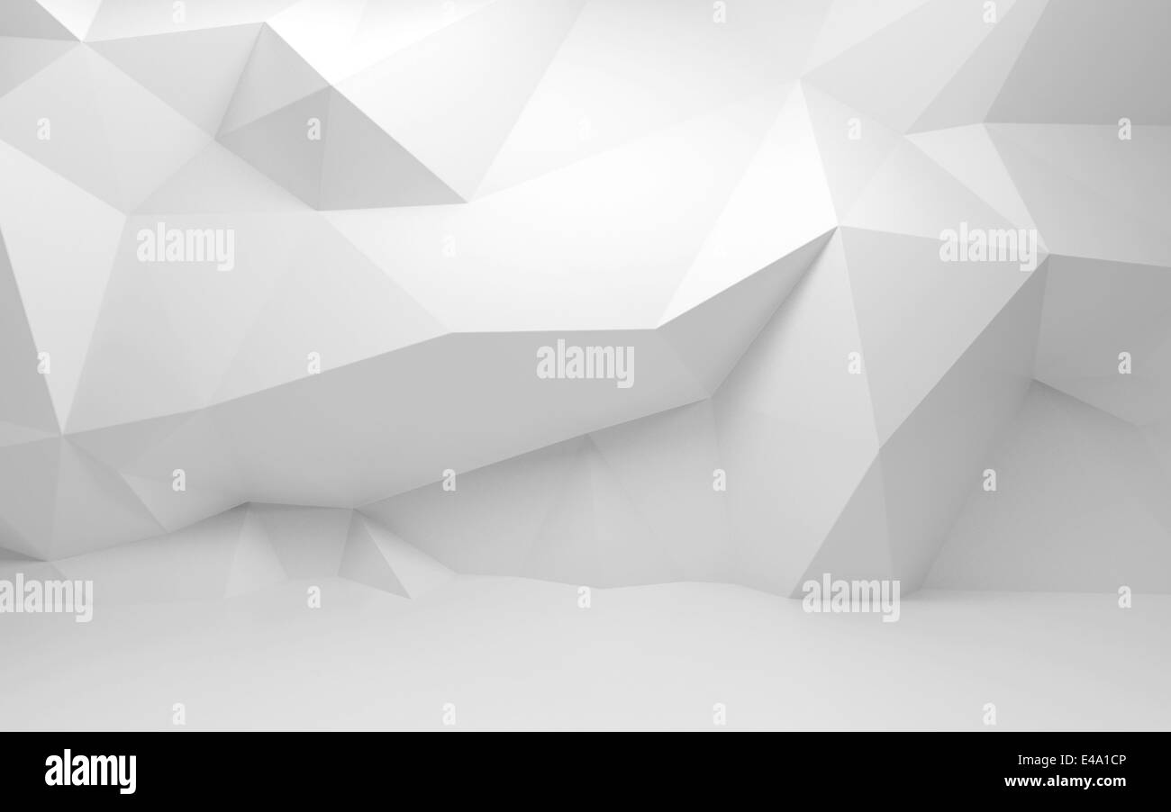 Abstract white 3d interior with polygonal pattern on the wall Stock ...