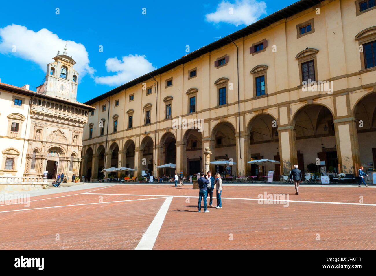 The building of Fraternita dei Laici and The Loggia of Vasari, Piazza Vasari (Piazza Grande), Arezzo, Tuscany, Italy, Europe Stock Photo