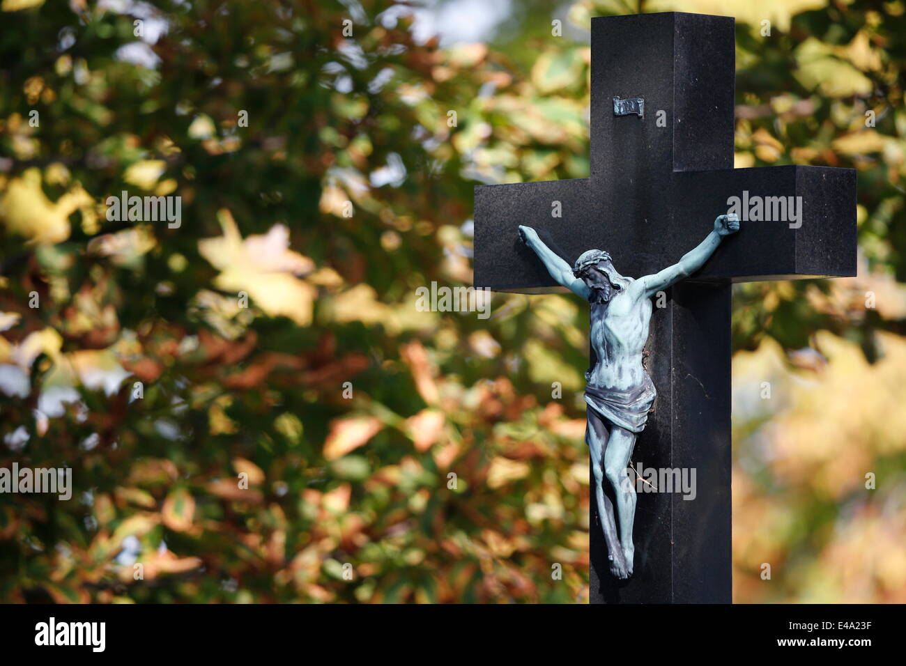 Crucifix in Cemetery, Vienna, Austria, Europe Stock Photo