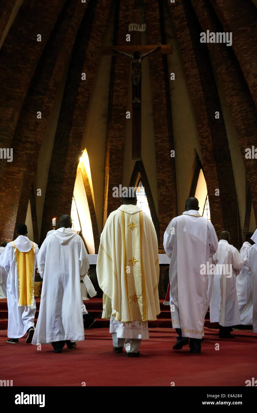 Catholic Mass, St. Anne's Basilica, Brazzaville, Congo, Africa Stock Photo