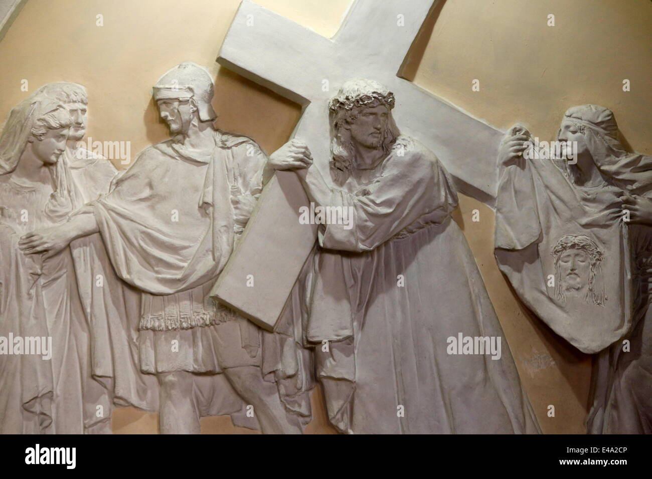 Sixth Station of the Cross, Veronia wipes the face of Jesus, St. John the Baptist's Church, Arras, Pas-de-Calais, France, Europe Stock Photo