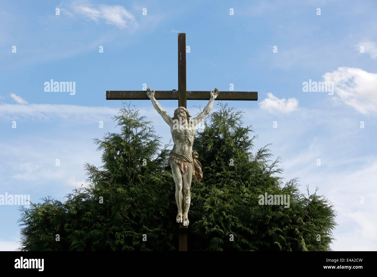 Countryside crucifix, Somme, France, Europe Stock Photo