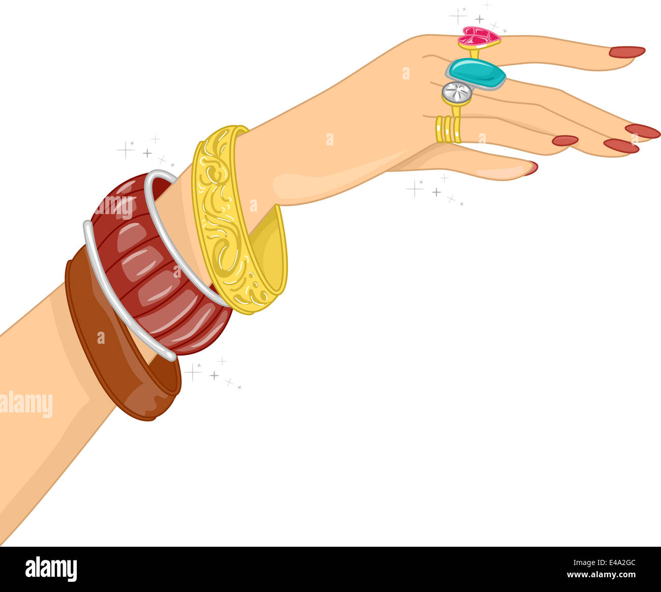 Illustration Featuring a Hand Filled with Different Accessories Stock ...