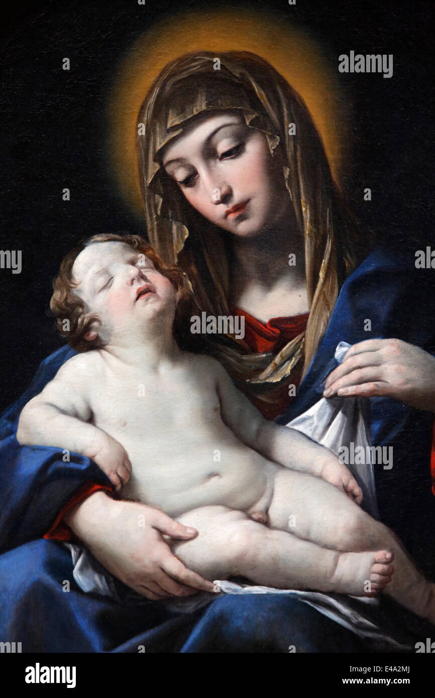 Virgin with child by Francesco Gessi, painted 1624, Paris, France, Europe Stock Photo