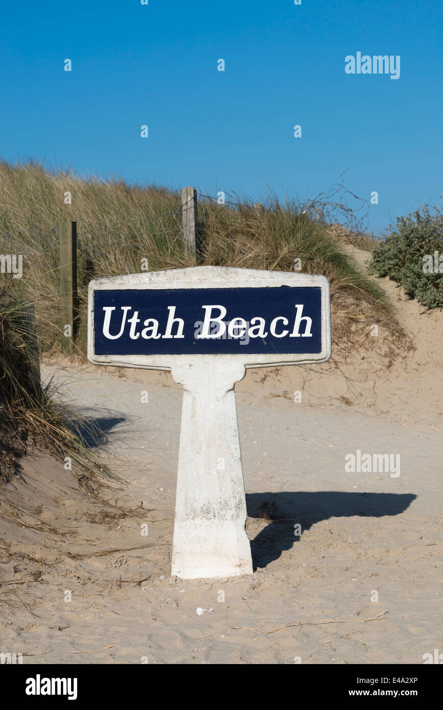 France, Normandie, Manche, Sainte Marie du Mont, Utah Beach, sign on