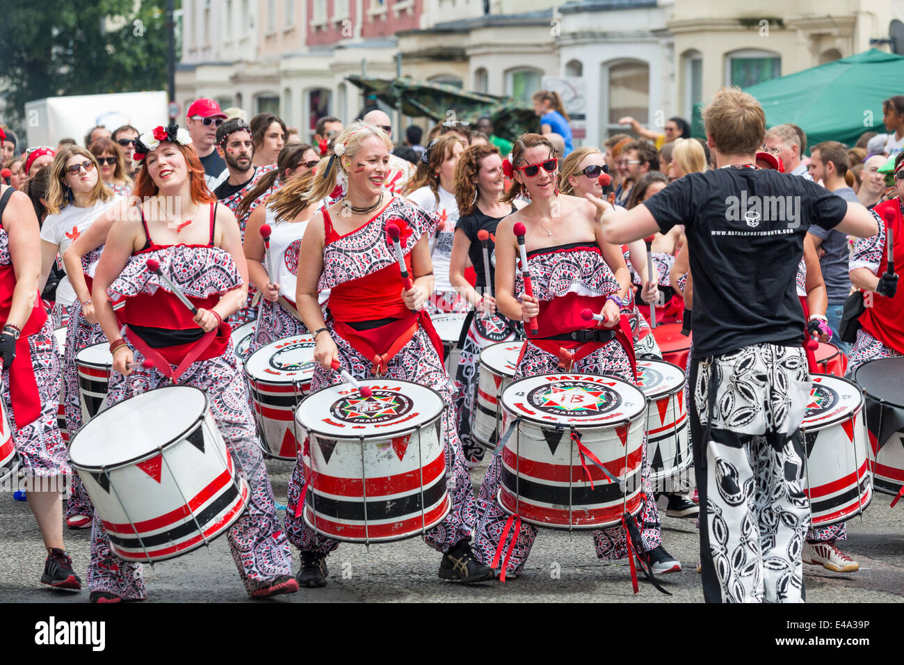 Bristol, UK. 5th July 2014. Drummer troupe at St. Paul's carnival Credit:  Paul Smith/Alamy Live News Stock Photo