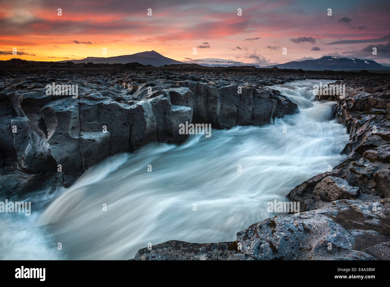 The river Geitá flows through a rift in the lavafield north of Húsafell ...