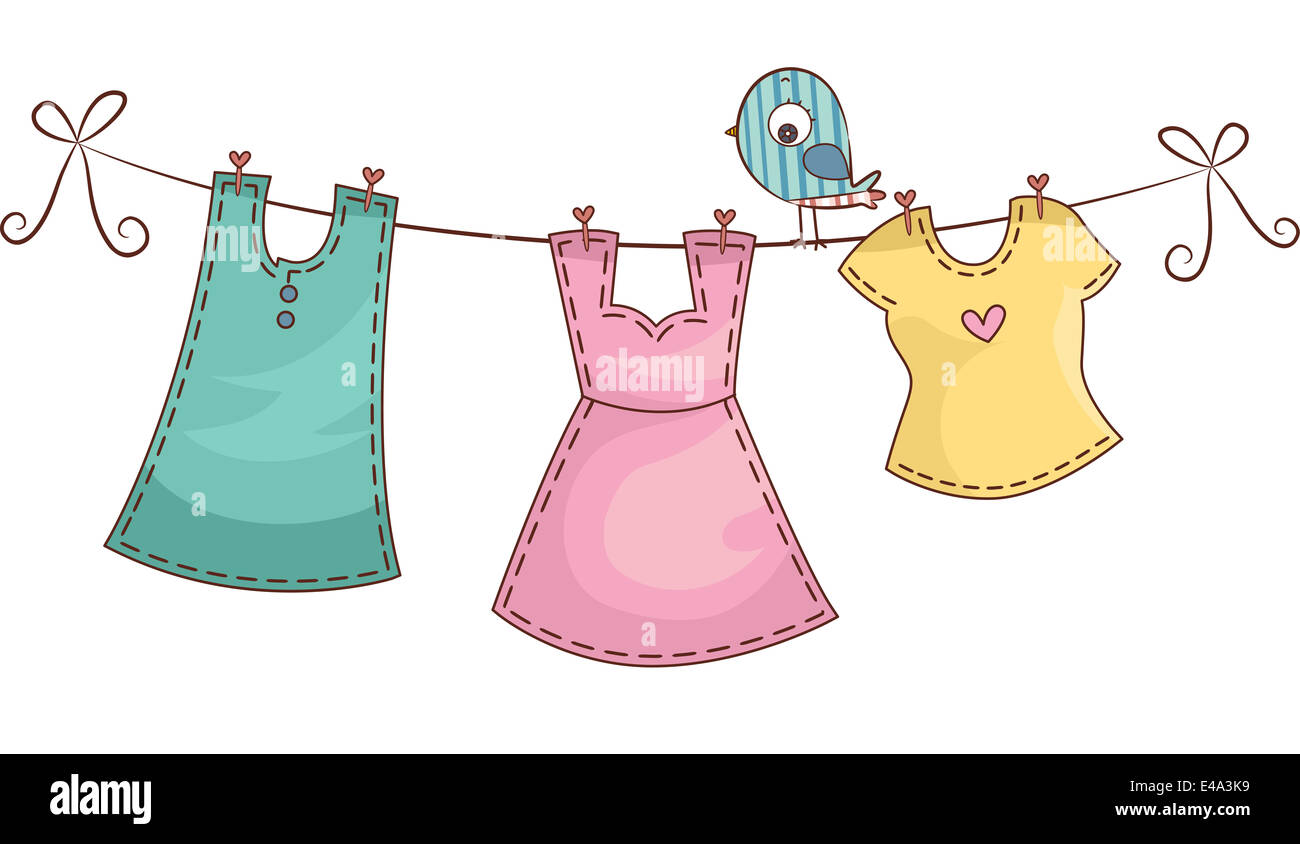 Illustration Featuring Female Clothing Hanging on a Clothes Line Stock Photo - Alamy Illustration Featuring Female Clothing Hanging on a Clothes Line Stock Photo - Alamy