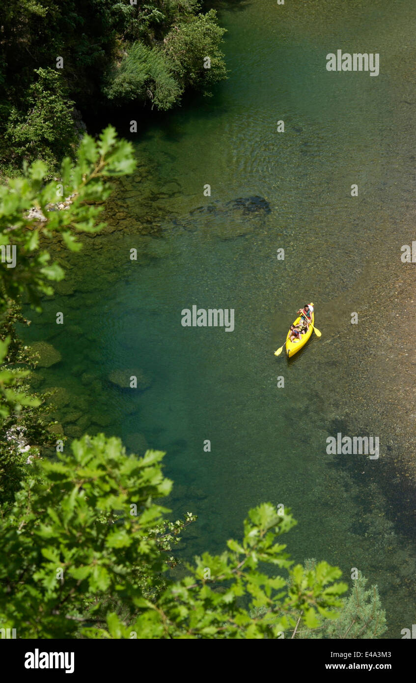 People kayaking on Tarn River in France Stock Photo