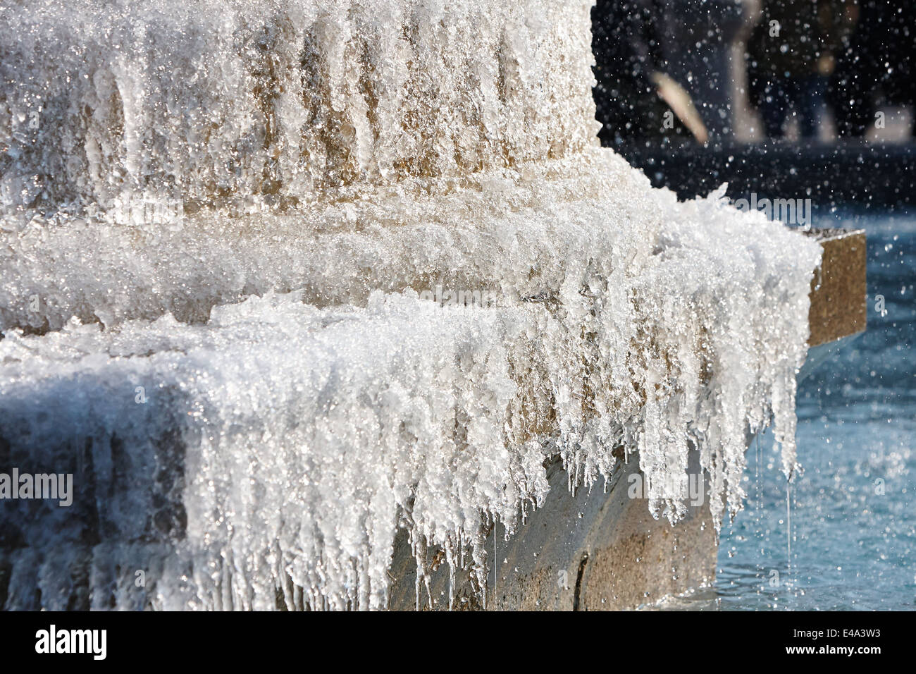 Frozen fountains in Trafalgar Square Stock Photo