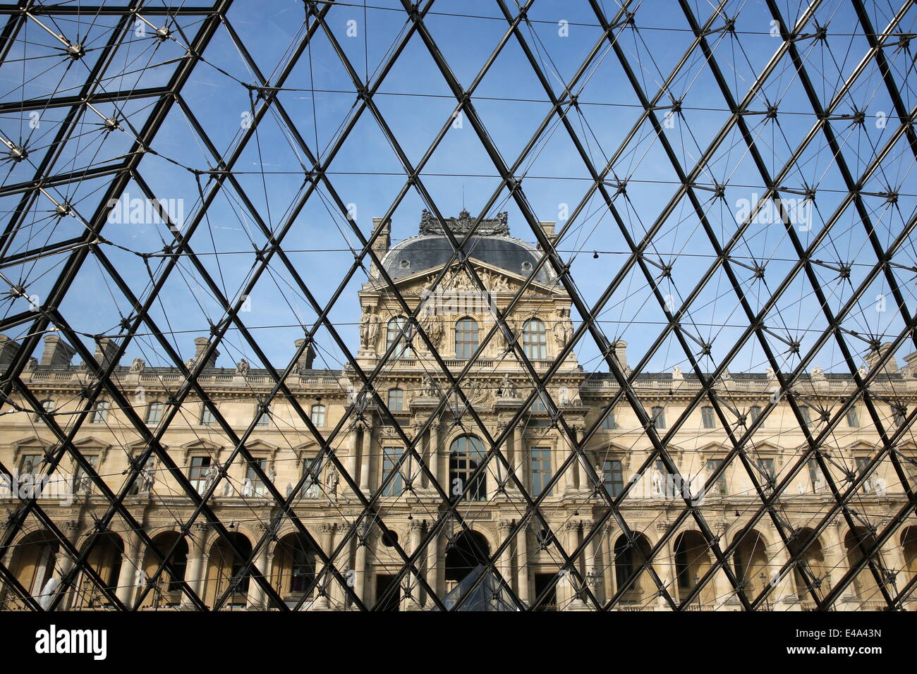 Palais du Louvre seen through the Pyramid, Paris, France, Europe Stock Photo