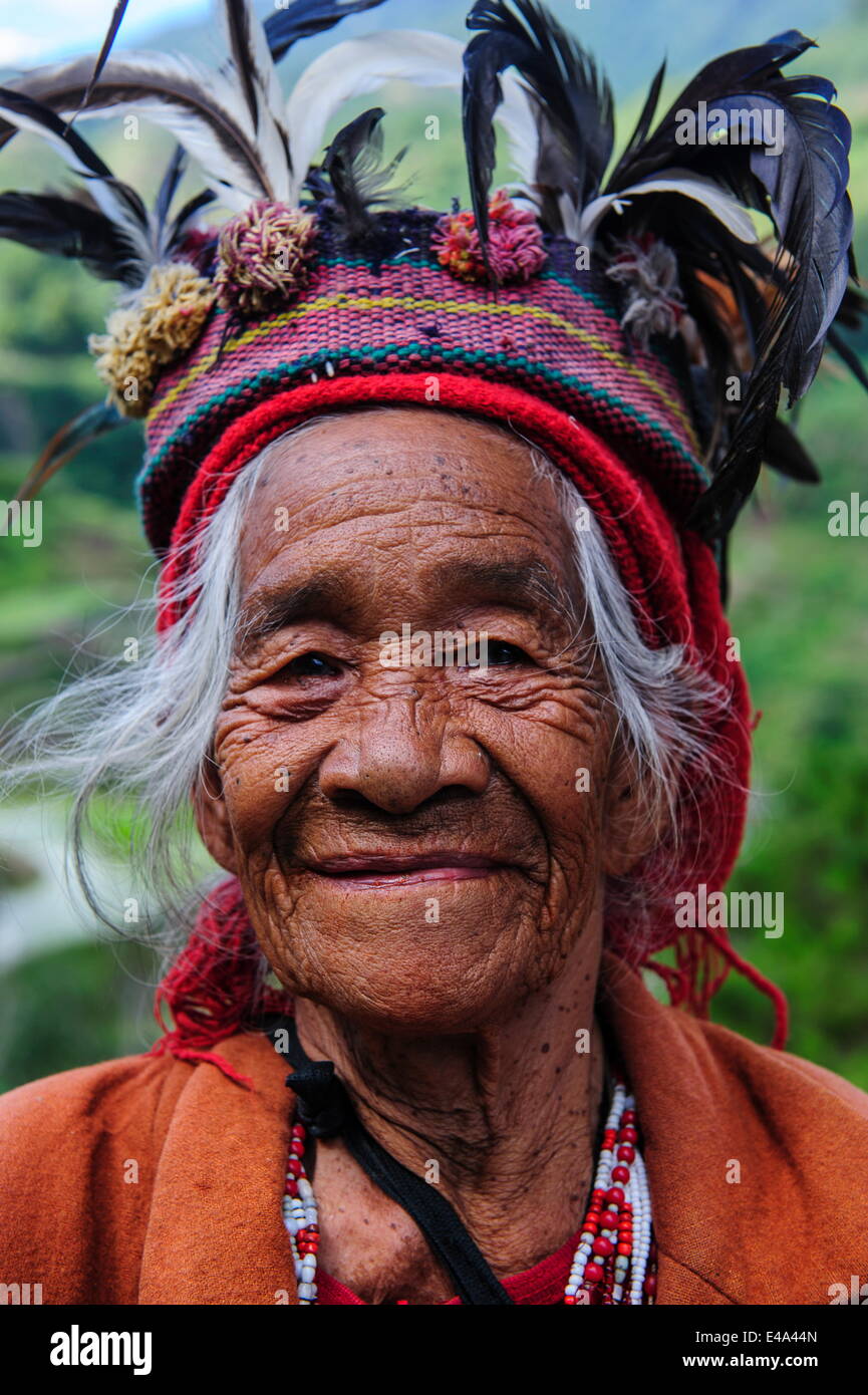 Traditional dressed Ifugao woman, Banaue, UNESCO World Heritage Site, Northern Luzon, Philippines, Southeast Asia, Asia Stock Photo