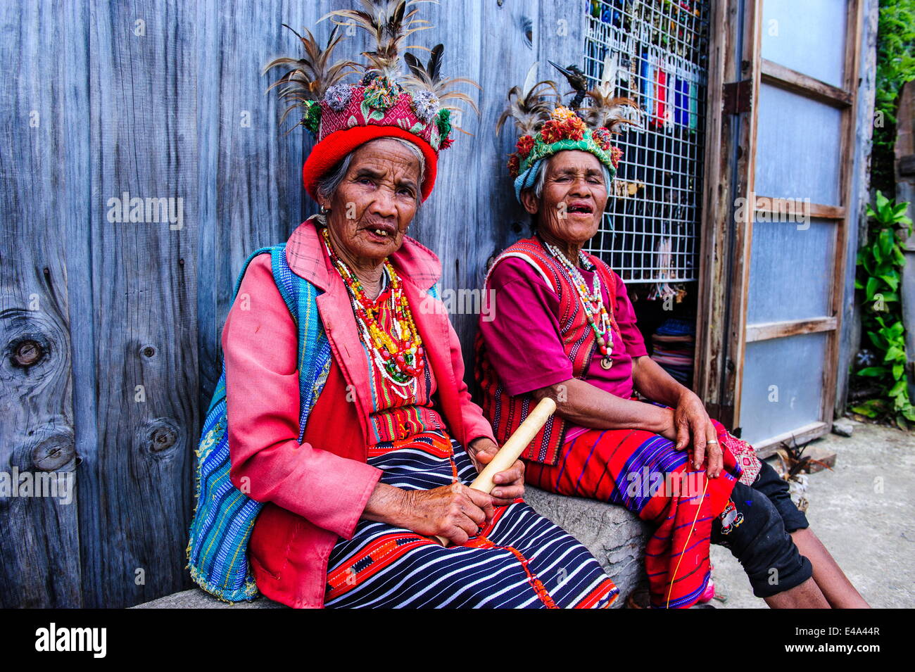 Traditional dressed Ifugao women sitting in Banaue, UNESCO, Northern Luzon, Philippines, Southeast Asia Stock Photo