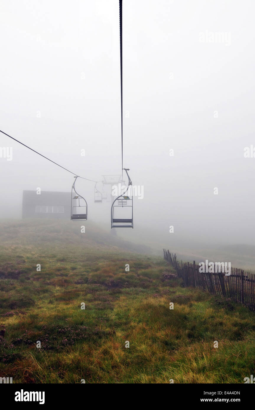 Cable Car Rides Scotland United Kingdom, Scotland, Highlands, Cable car in the fog Stock Photo ...