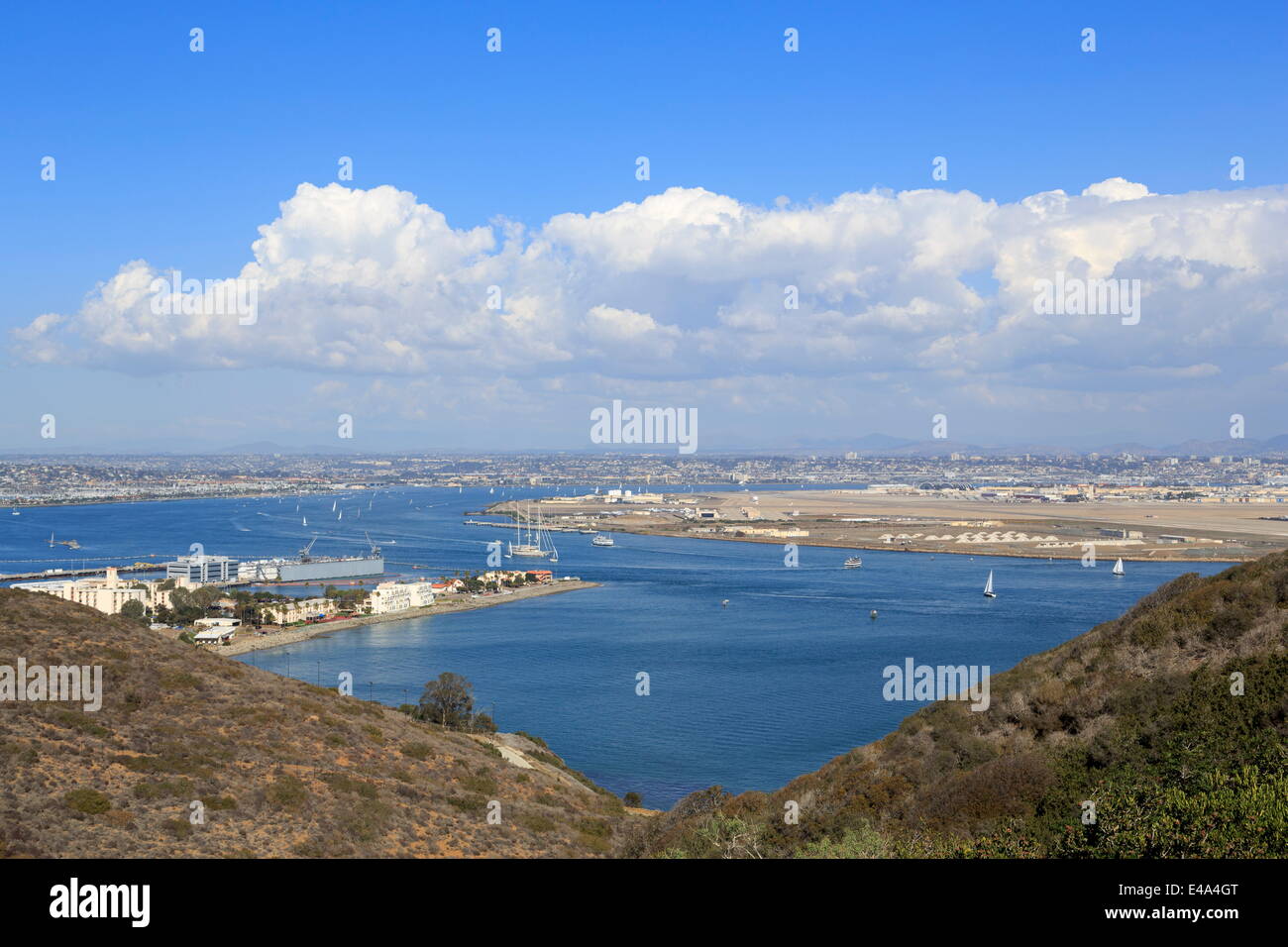 San Diego Bay viewed from Cabrillo National Monument, Point Loma, San Diego, California, United States of America, North America Stock Photo