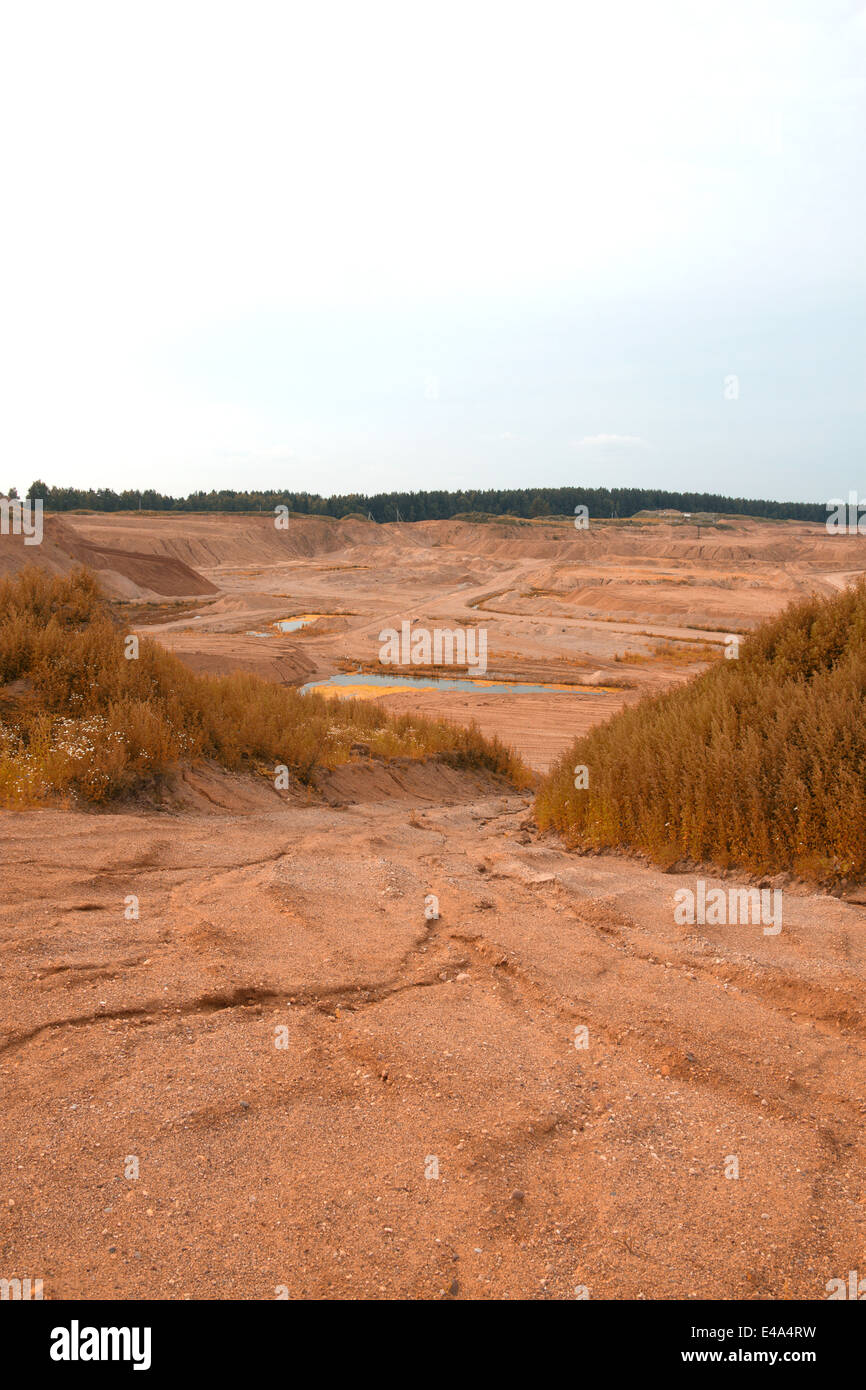 extraction of sand on sand quarry Stock Photo