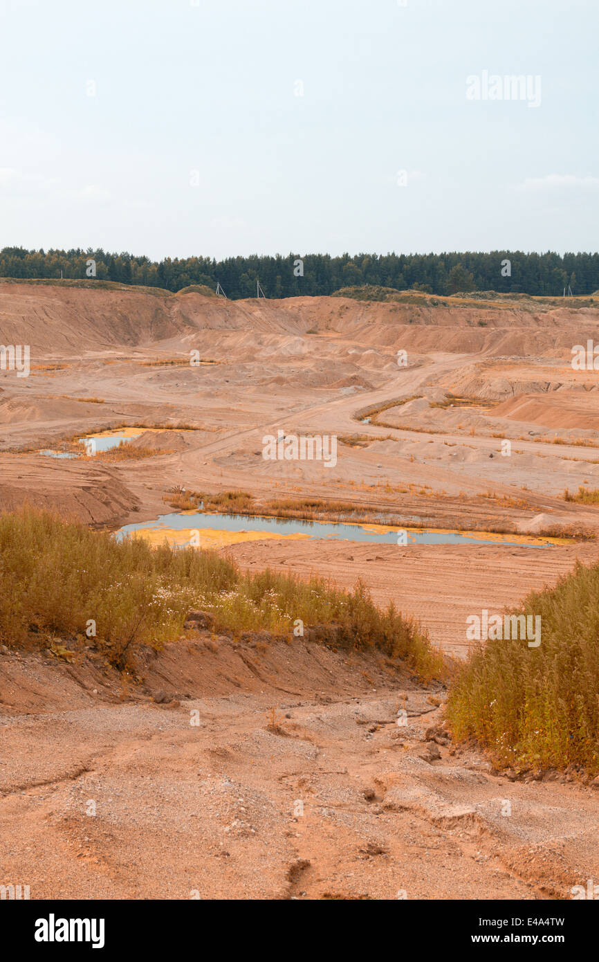 extraction of sand on sand quarry Stock Photo