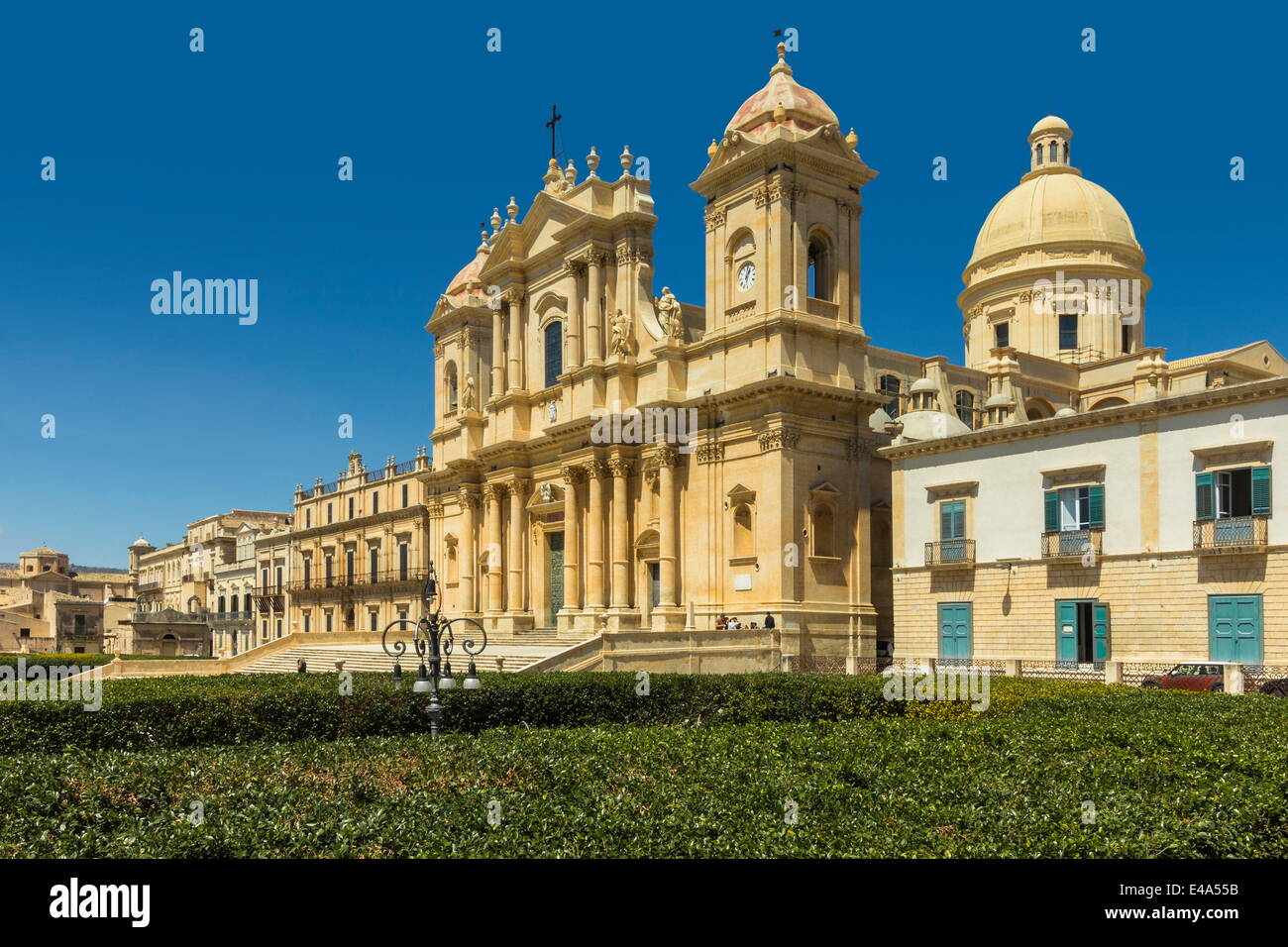 The 17th century Cathedral, collapsed in 1996 and rebuilt, at Noto, famed for Baroque architecture, UNESCO, Noto, Sicily, Italy Stock Photo