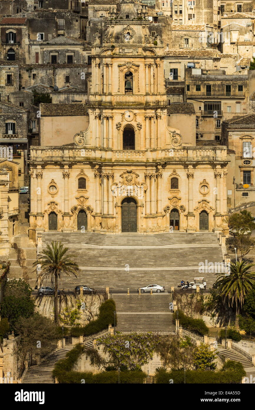 Duomo San Giorgio in Modica, a town famed for Sicilian Baroque architecture, UNESCO, Modica, Ragusa Province, Sicily, Italy Stock Photo