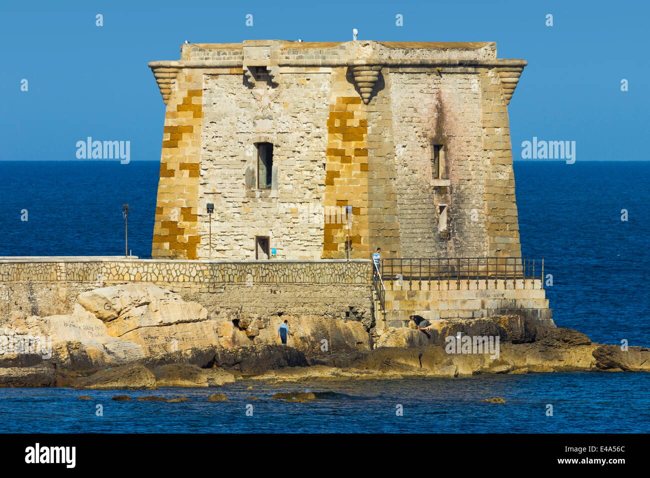 Torre (Tower) di Ligny now a Prehistory Museum on seafront of this northwest fishing port, Trapani, Sicily, Italy Stock Photo