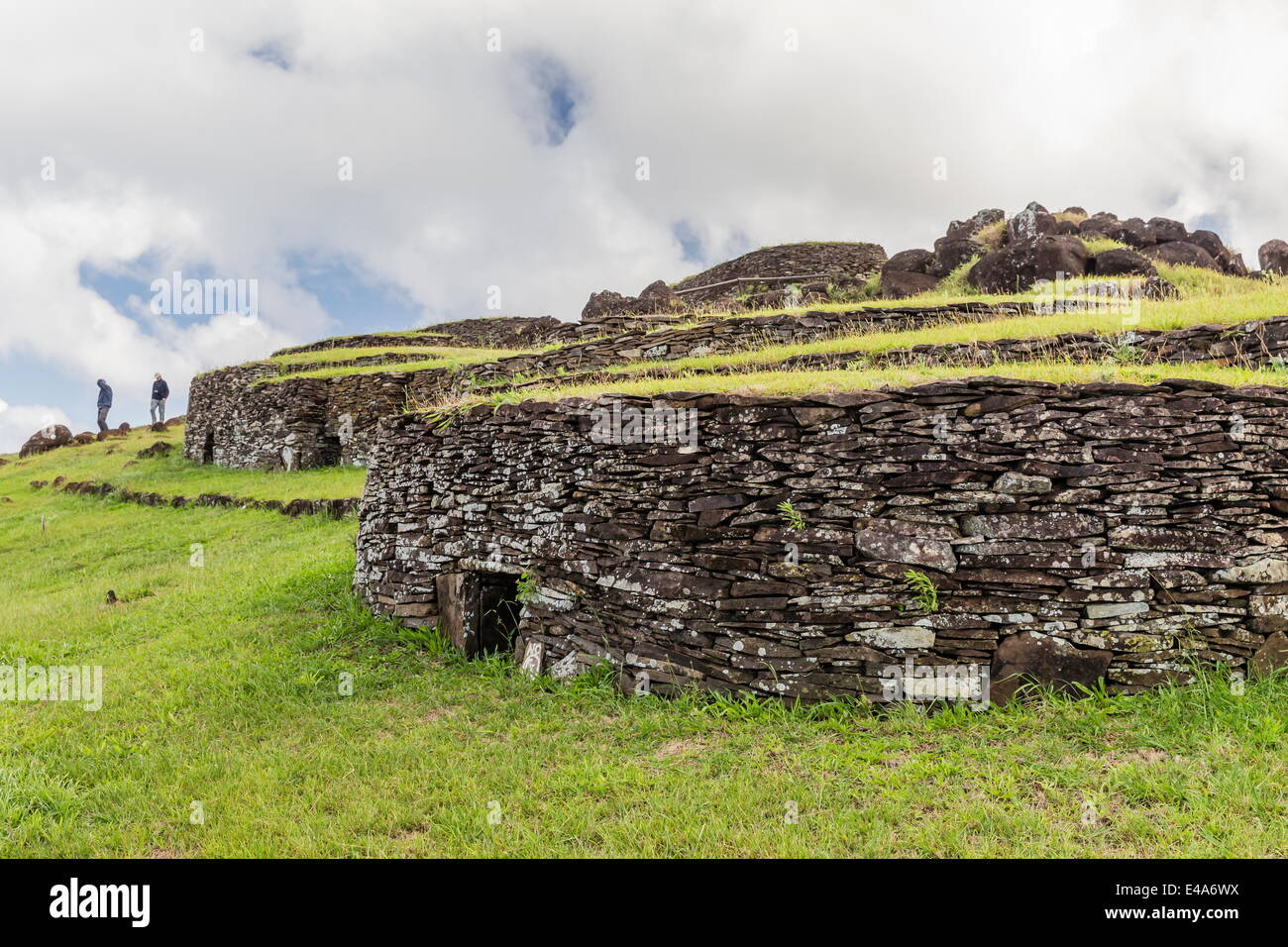 Stone houses at Orongo village, a Birdman ceremonial site on Easter Island, Rapa Nui National