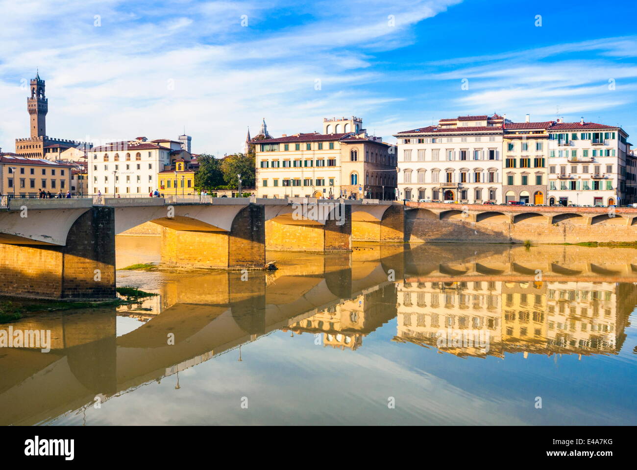Ponte alle Grazie over the River Arno, Florence (Firenze), UNESCO World Heritage Site, Tuscany, Italy, Europe Stock Photo