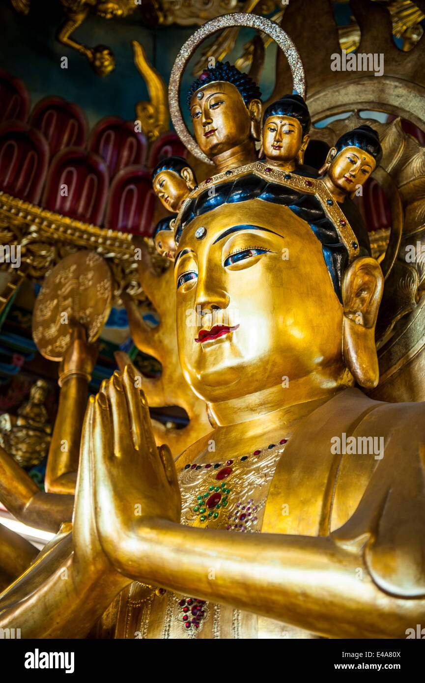 Golden Buddha in the Guandu Temple, Guandu, Taipei, Taiwan, Asia Stock Photo