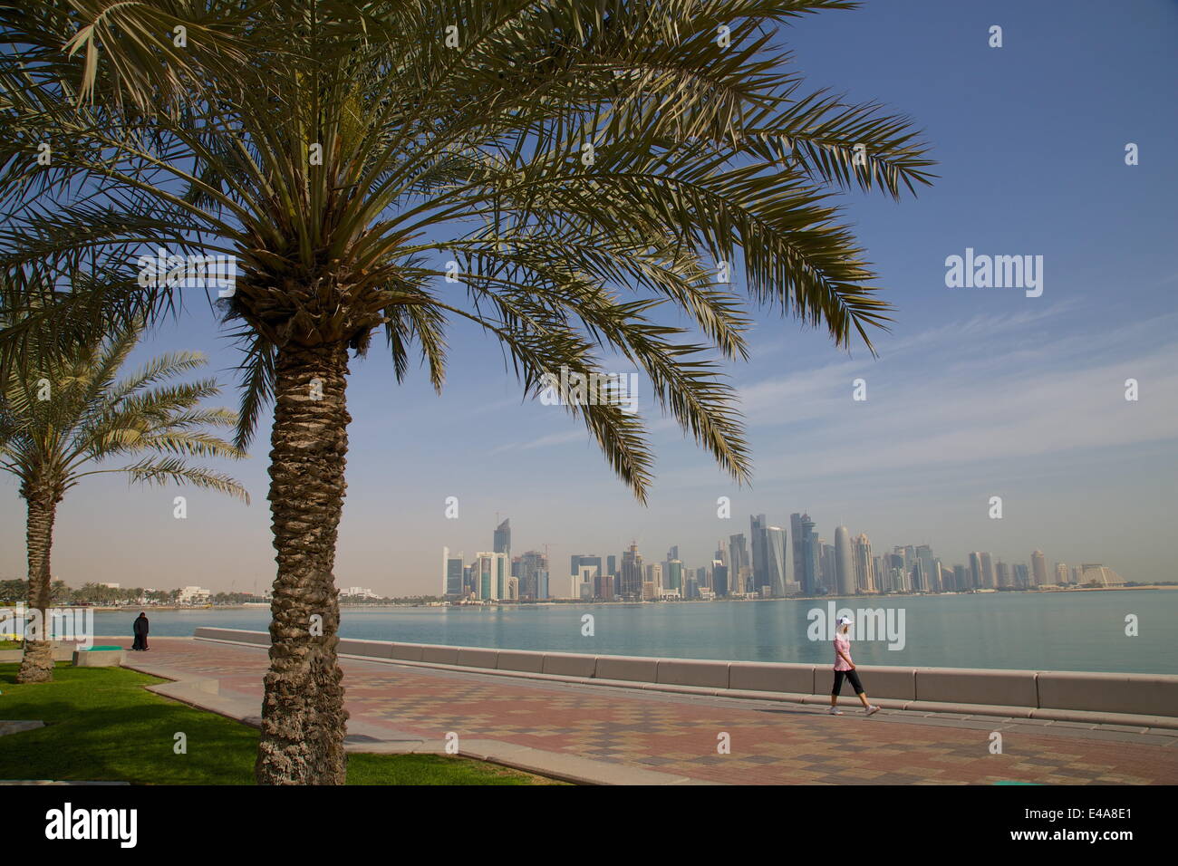West Bay Central Financial District from East Bay District, Doha, Qatar, Middle East Stock Photo